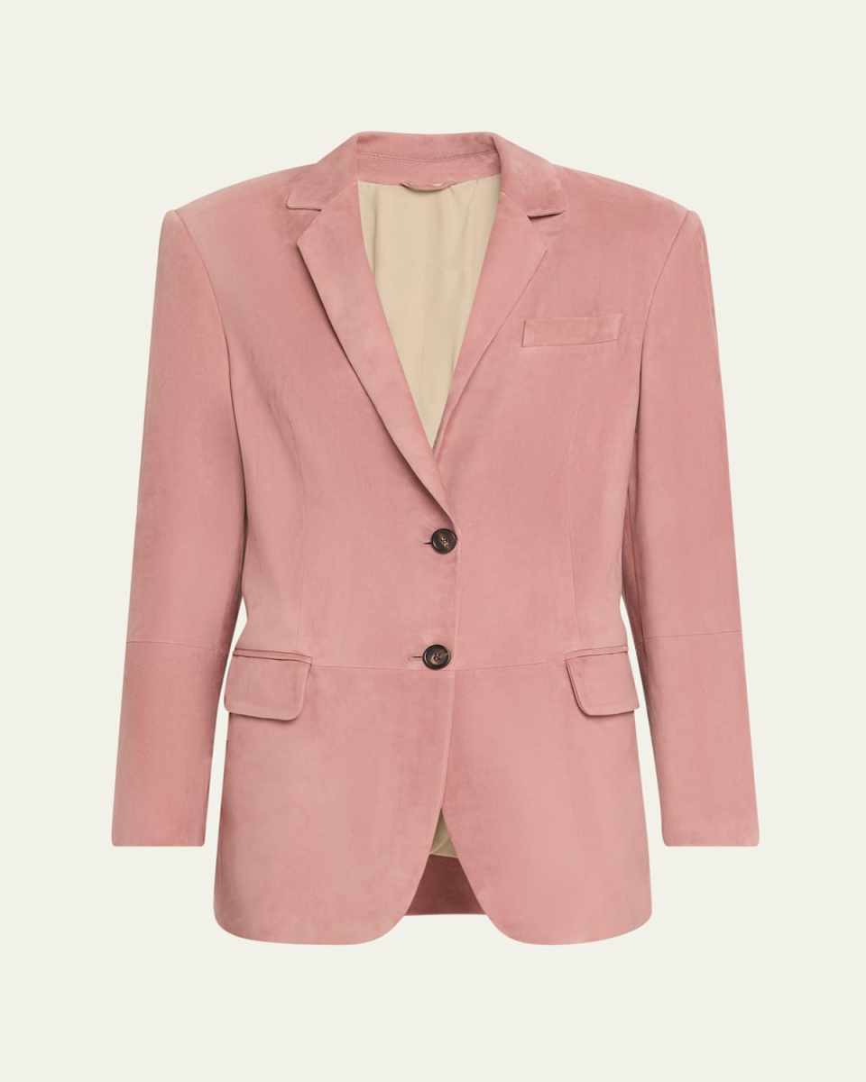 Suede Single-Breasted Blazer